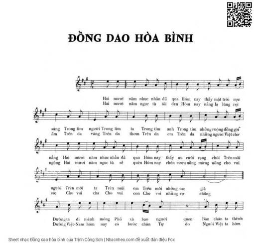 Sheet PDF of Đồng dao hòa bình