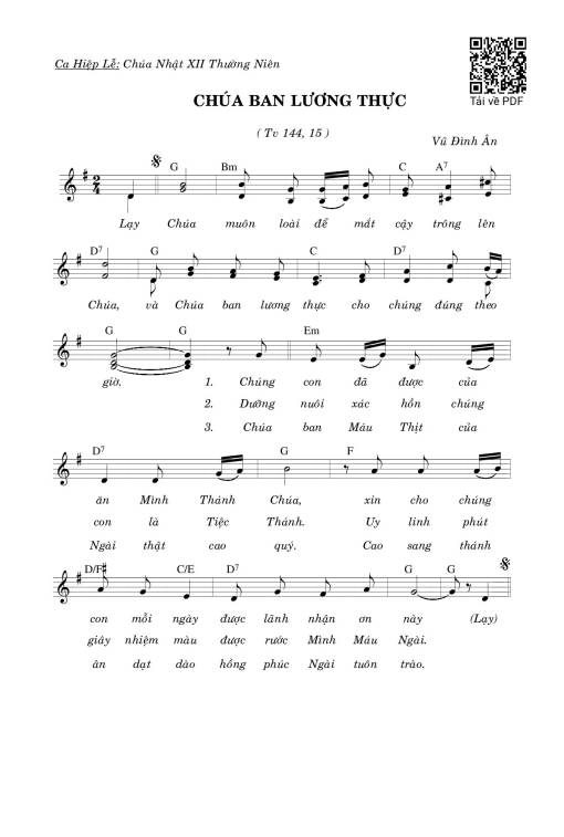 Sheet PDF of Chúa Ban Lương Thực (Tv. 144)