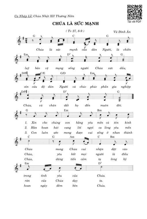 Sheet PDF of Chúa Là Sức Mạnh (Tv. 27)
