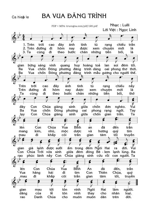 Sheet PDF of Ba Vua đăng trình