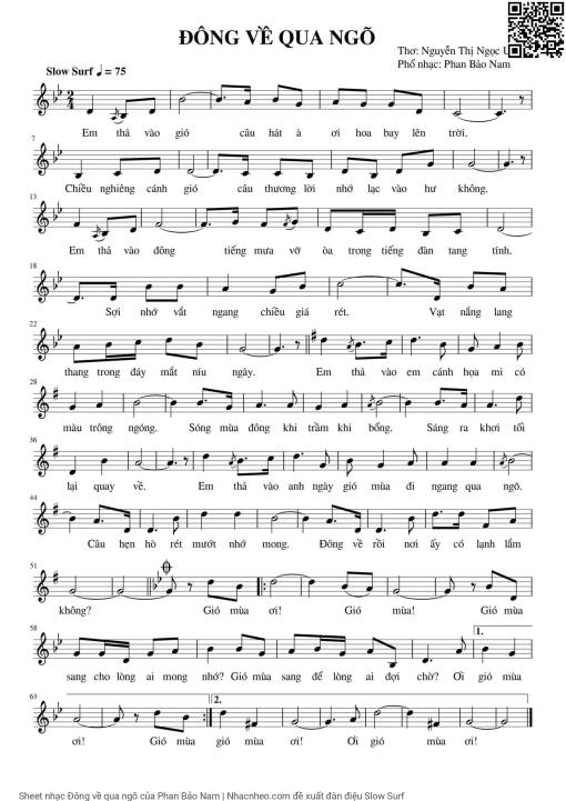 Sheet PDF of Đông về qua ngõ