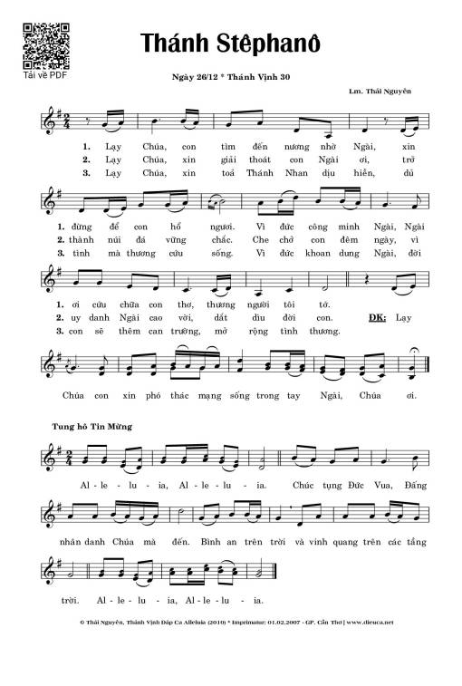 Sheet PDF of Thánh Vịnh 30, 26-12. Thánh Stêphanô