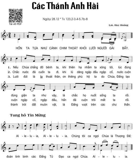 Sheet PDF of Thánh Vịnh 123, 28-12. Các Thánh Anh Hài
