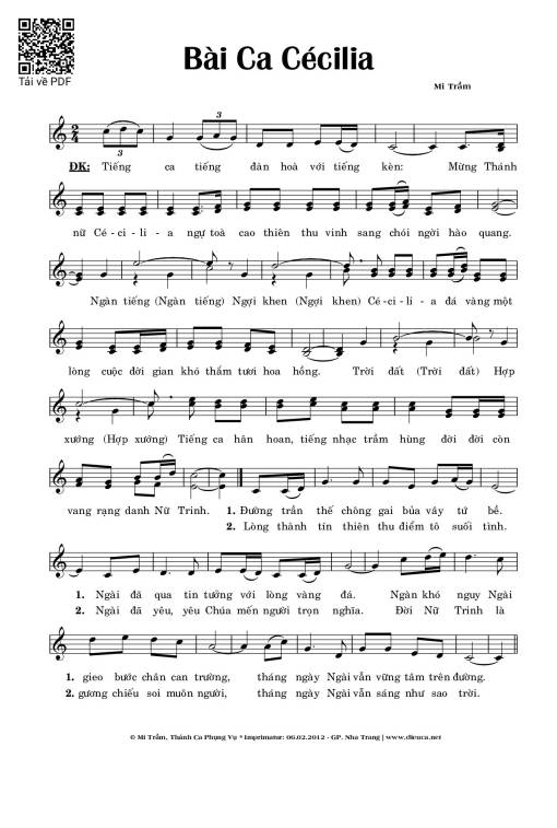 Sheet PDF of Bài Ca Cécilia (22.11)