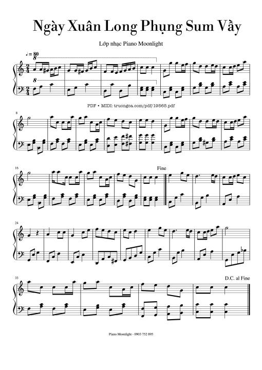 Ngày Xuân Long Phụng Sum Vầy Sheet Piano