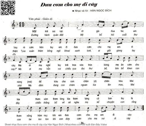 Sheet PDF of Đưa cơm cho mẹ đi cày