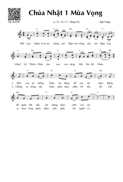 Thánh Vịnh 24, Ca Nhập Lễ Chúa Nhật 1 Mùa Vọng