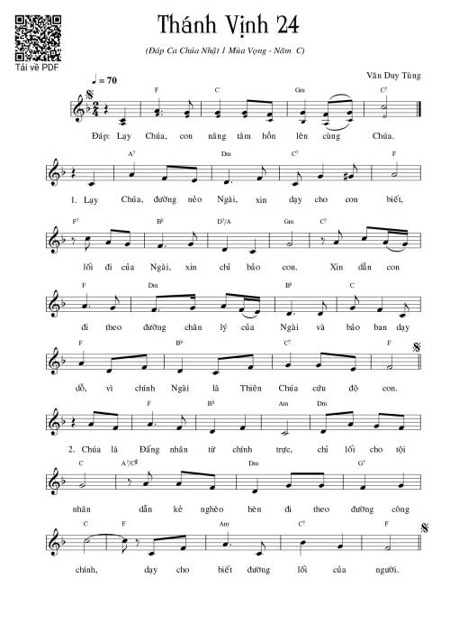 Thánh Vịnh 24, Chúa Nhật 1C Mùa Vọng