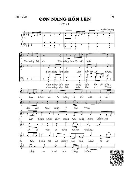 Sheet PDF of Thánh Vịnh 24, Con Nâng Hồn Lên