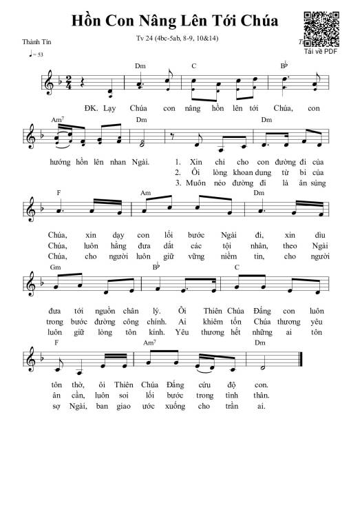 Sheet PDF of Thánh Vịnh 24, Hồn Con Nâng Lên Tới Chúa