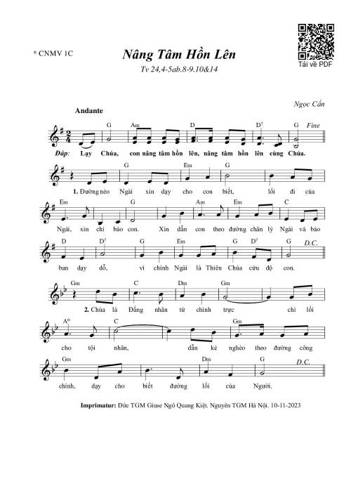 Sheet PDF of Thánh Vịnh 24, Nâng Tâm Hồn Lên