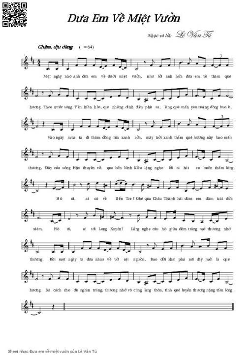 Sheet PDF of Đưa em về miệt vườn