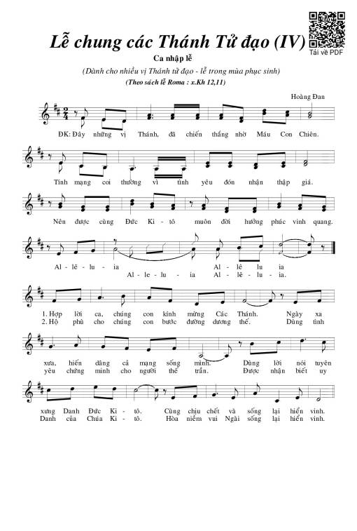 Sheet PDF of Lễ Chung Các Thánh Tử Đạo Iv
