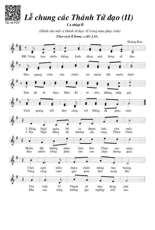 Sheet PDF of Lễ Chung Các Thánh Tử Đạo Ii