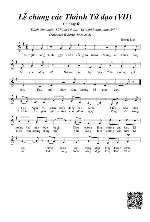 Sheet PDF of Lễ Chung Các Thánh Tử Đạo Vii