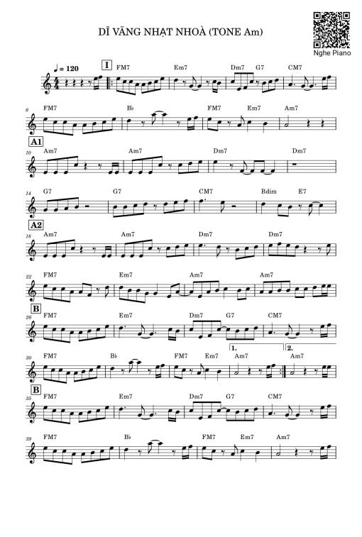 Sheet PDF of Dĩ vãng nhạt nhoà