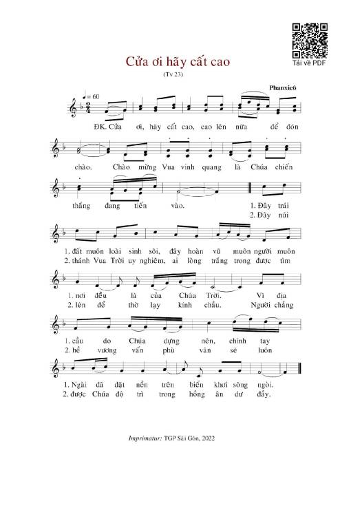 Sheet PDF of Cửa Ơi Hãy Cất Cao
