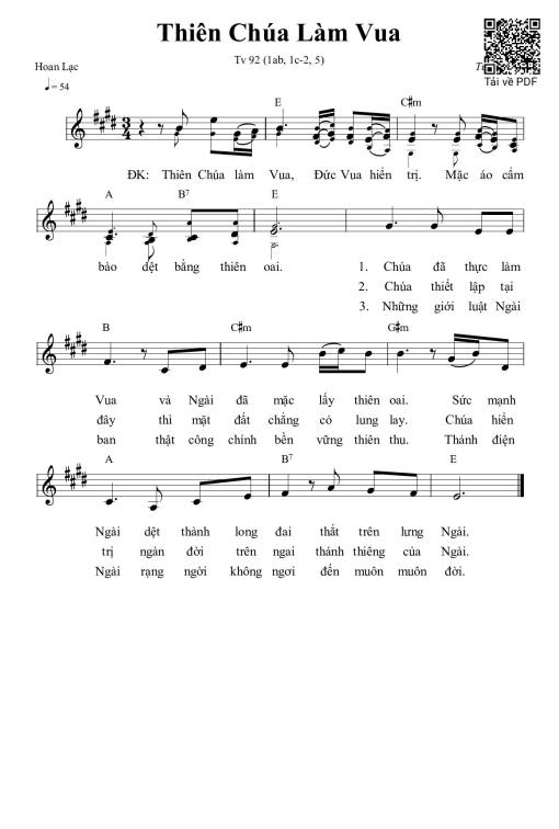 Sheet PDF of Thánh Vịnh 92, Thiên Chúa Làm Vua