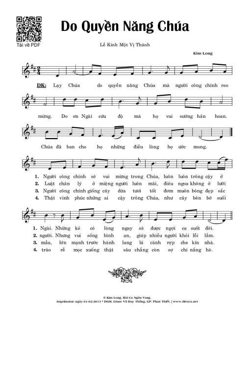 Sheet PDF of Do Quyền Năng Chúa
