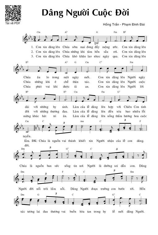 Sheet PDF of Dâng Người cuộc đời