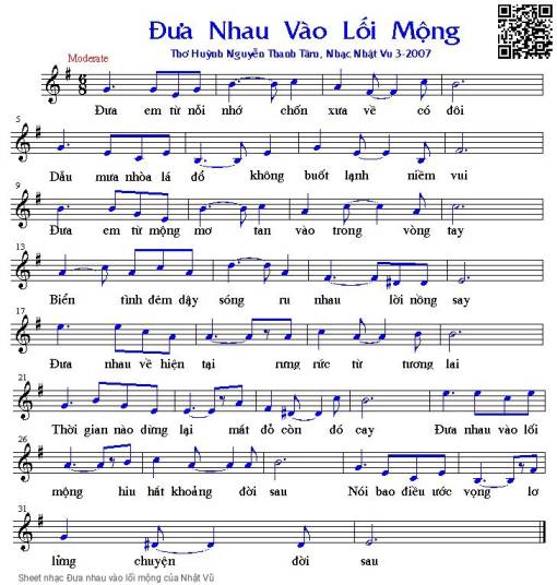 Sheet PDF of Đưa nhau vào lối mộng