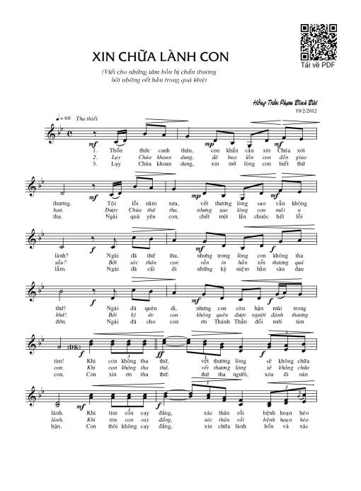 Sheet PDF of Xin chữa lành con