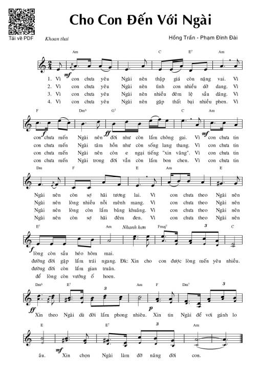 Sheet PDF of Cho con đến với Ngài