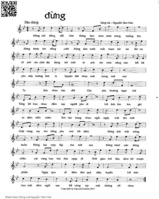 Sheet PDF of Đừng - Nguyễn Tâm Hàn
