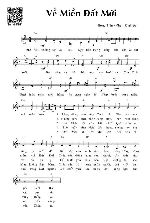 Sheet PDF of Về miền đất mới