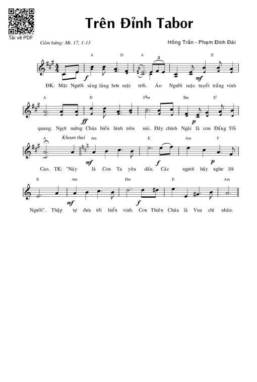 Sheet PDF of Trên đỉnh Tabor (Mt. 17)
