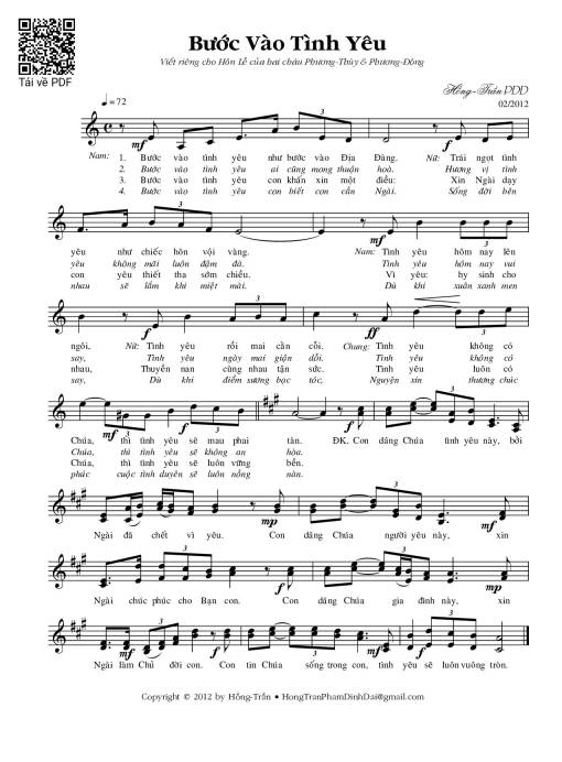 Sheet PDF of Bước vào tình yêu