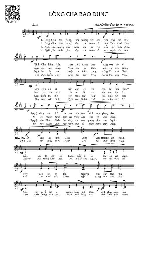Sheet PDF of Lòng Cha bao dung
