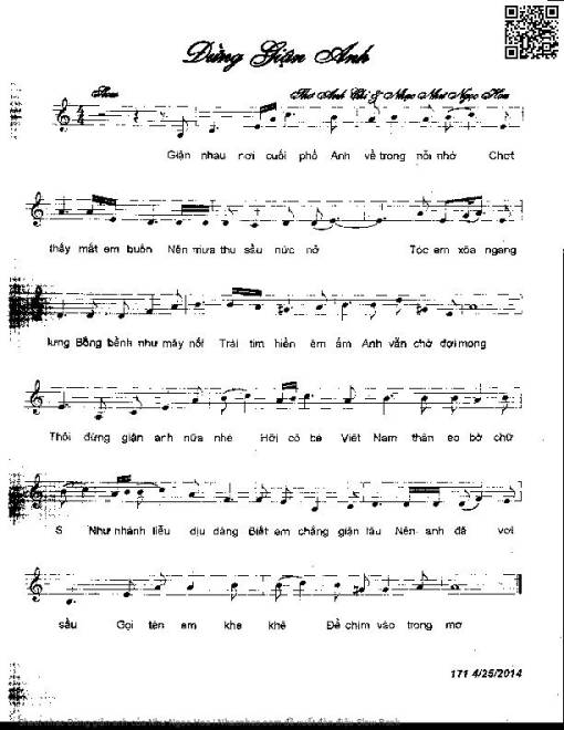 Sheet PDF of Đừng giận anh