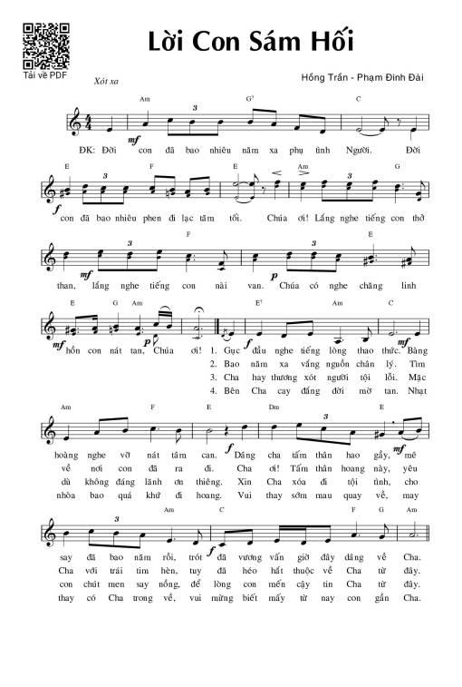 Sheet PDF of Lời Con Sám Hối