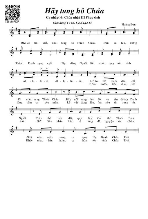 Sheet PDF of Thánh Vịnh 65, Hãy Tung Hô Chúa