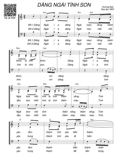Sheet PDF of Dâng Ngài tình son (3 bè)