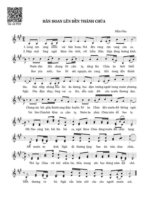 Sheet PDF of Hân hoan lên đền thánh Chúa