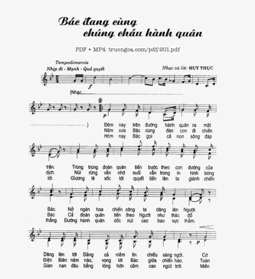 Sheet PDF of Bác đang cùng chúng cháu hành quân