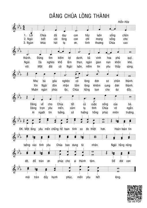 Dâng Chúa lòng thành