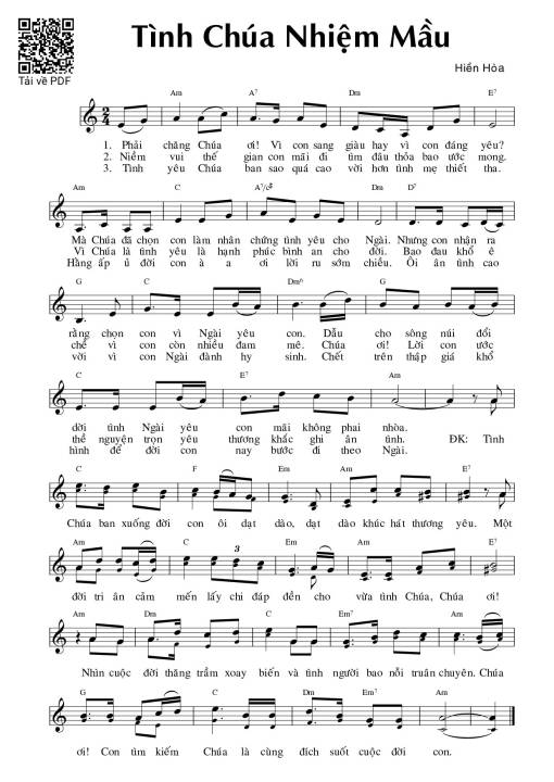 Sheet PDF of Tình Chúa nhiệm mầu