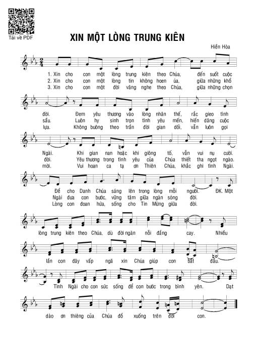 Sheet PDF of Xin một lòng trung kiên