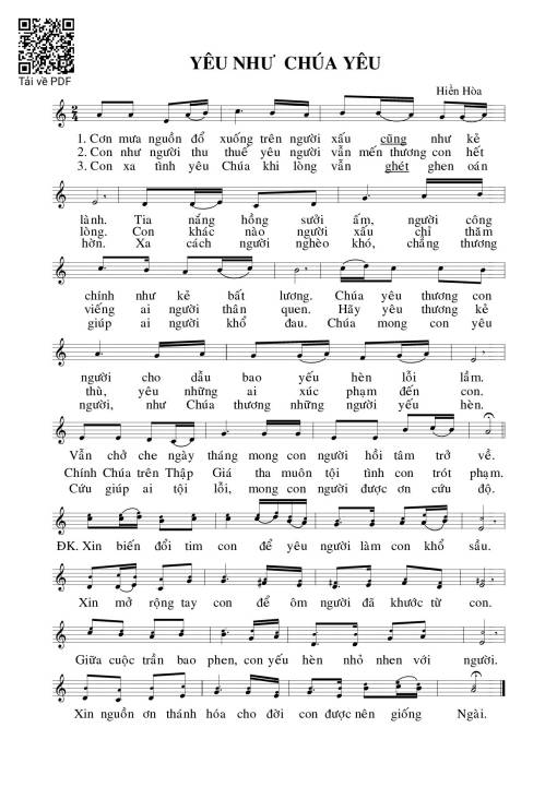 Sheet PDF of Yêu như Chúa yêu