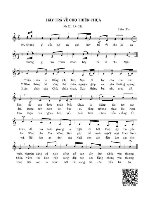 Sheet PDF of Hãy trả về cho Thiên Chúa (Mt. 22)