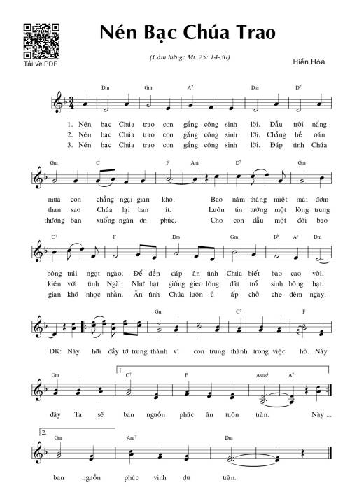 Nén bạc Chúa trao (Mt. 25)