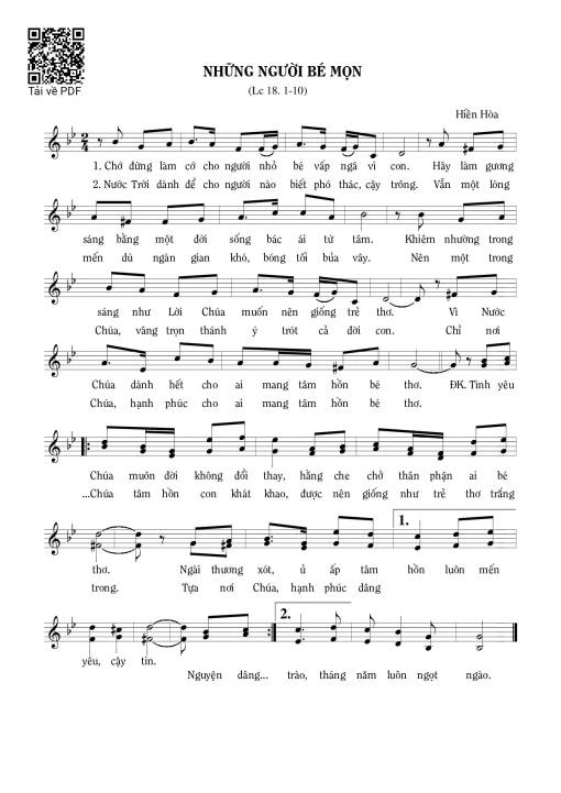 Sheet PDF of Những người bé mọn (Lc. 18)