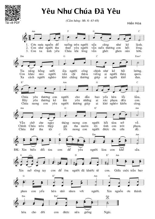 Sheet PDF of Yêu như Chúa đã yêu (Mt. 6)