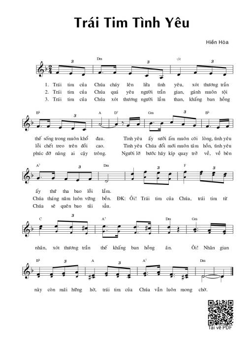 Sheet PDF of Trái tim tình yêu