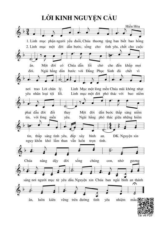 Sheet PDF of Lời kinh nguyện cầu