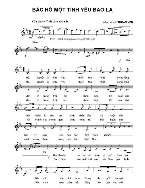 Sheet PDF of Bác Hồ một tình yêu bao la