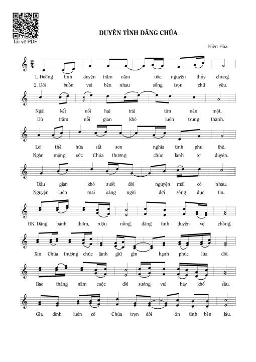 Sheet PDF of Duyên tình dâng Chúa&nbsp;